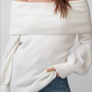 Express Off the Shoulder Balloon Sleeve Sweater